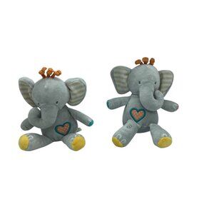 Tickle & Main‎ We Are Twins Gray Elephant Plush Stuffed Toy Rattle 7" Lot of 2